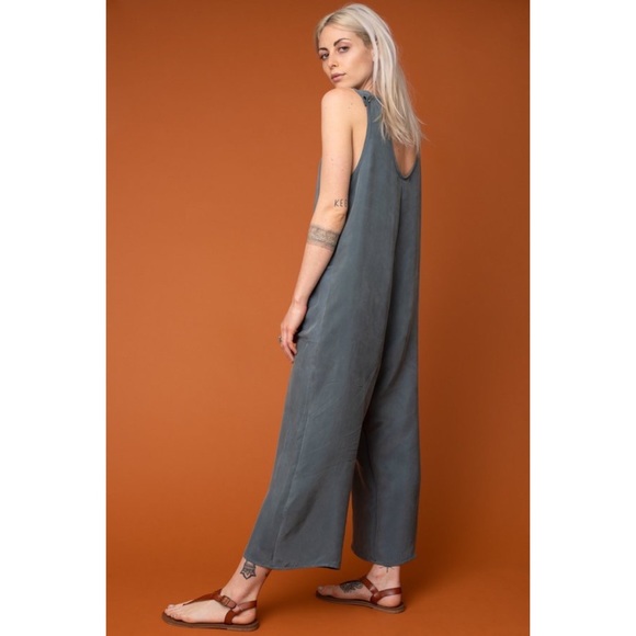 ALTAR HOUSELINE CUPRO POCKET JUMPSUIT in blue, s M - Picture 2 of 6